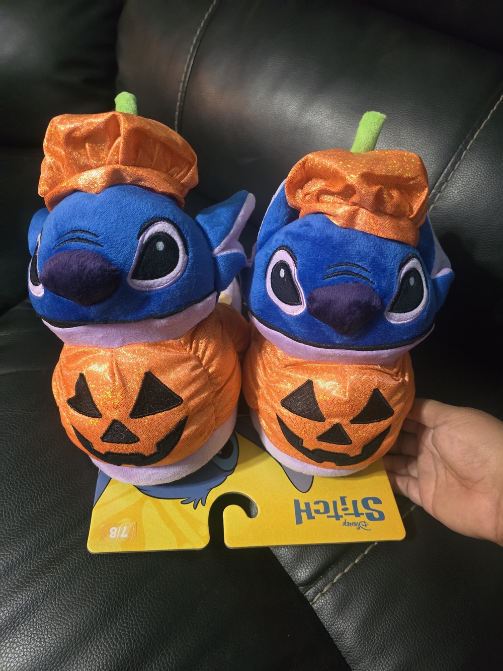 Stitch Halloween Pumpkin Plush Slippers - Blue & Orange Pumpkin Costumes